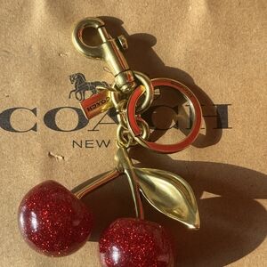 Coach Red Glitter Cherry Keychain Bag Charm